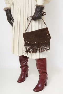 Bolsa couro franja marrom western - comprar online