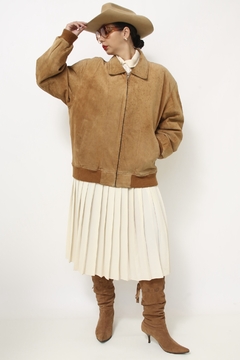 Jaqueta couro bomber vintage forro matelasse - comprar online