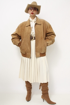 Imagem do Jaqueta couro bomber vintage forro matelasse