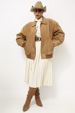 Jaqueta couro bomber vintage forro matelasse - comprar online