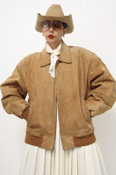 Imagem do Jaqueta couro bomber vintage forro matelasse