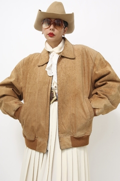 Jaqueta couro bomber vintage forro matelasse - comprar online