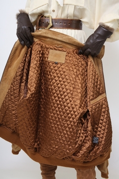 Jaqueta couro bomber vintage forro matelasse - loja online