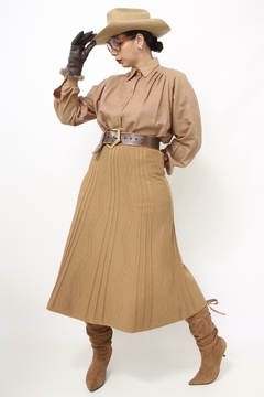 Saia tricot bege midi classica