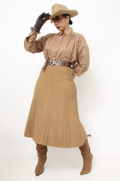 Imagem do Saia tricot bege midi classica