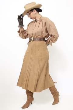 Saia tricot bege midi classica - comprar online