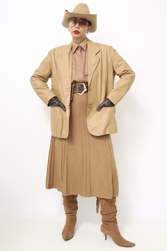 Blazer bege 100% couro classico - comprar online