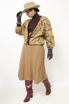 Jaqueta marrom dourado estampa vintage - loja online