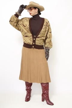 Jaqueta marrom dourado estampa vintage - comprar online