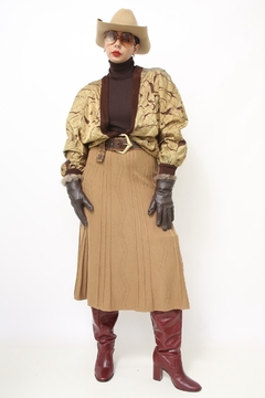 Jaqueta marrom dourado estampa vintage - comprar online