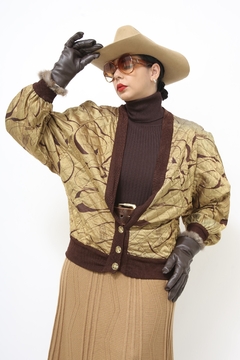 Jaqueta marrom dourado estampa vintage