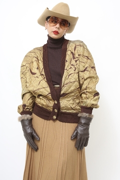 Jaqueta marrom dourado estampa vintage - comprar online