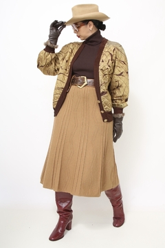 Jaqueta marrom dourado estampa vintage - loja online