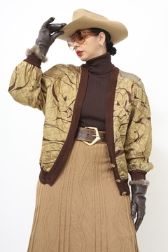 Jaqueta marrom dourado estampa vintage - comprar online