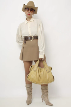 Bolsa couro MARIA FILO amarela forrada - loja online