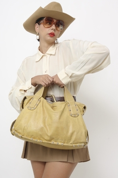 Bolsa couro MARIA FILO amarela forrada