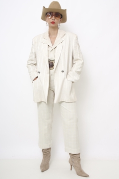 Blazer linho classico ombreira vintage - Capichó Brechó