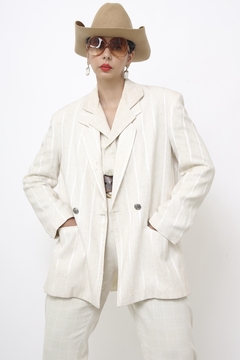 Blazer linho classico ombreira vintage - Capichó Brechó