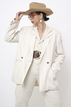 Blazer linho classico ombreira vintage