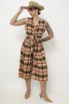 Macacão xadrez western midi laço - comprar online