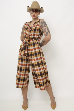 Macacão xadrez western midi laço - loja online