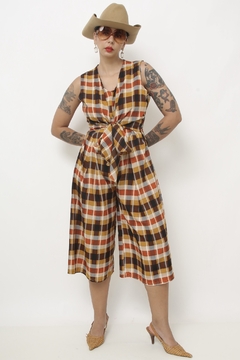 Macacão xadrez western midi laço - loja online