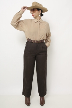 Calça YSL marrom linho CGC - loja online