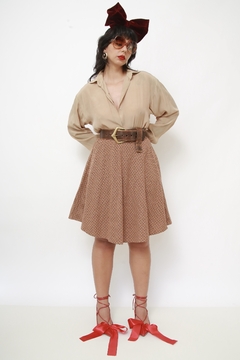 Saia xadrez gode bege vintage - comprar online