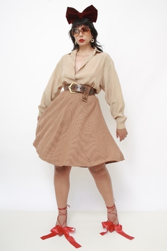 Saia xadrez gode bege vintage - comprar online