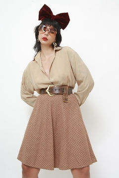 Saia xadrez gode bege vintage - loja online