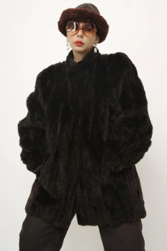 Casaco 100% pele marrom vintage - loja online