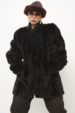 Casaco 100% pele marrom vintage - loja online