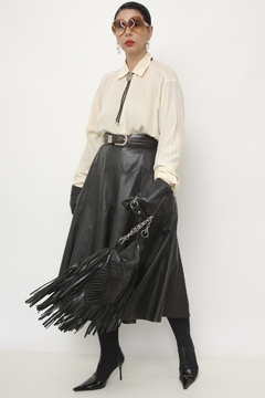 Bolsa franja western preta couro