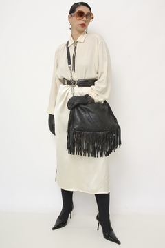 Bolsa franja western preta couro