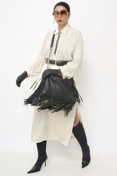 Bolsa franja western preta couro - comprar online