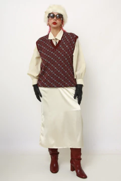 Colete vinho xadrez cinza - Capichó Brechó