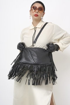 Bolsa franja western preta couro - loja online