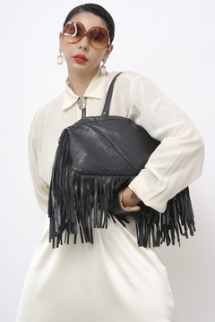 Bolsa franja western preta couro - loja online