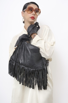Imagem do Bolsa franja western preta couro