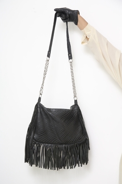 Bolsa franja western preta couro - Capichó Brechó