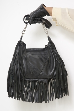 Bolsa franja western preta couro - loja online