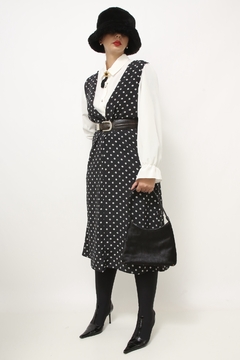 Vestido preto midi flores bca - Capichó Brechó
