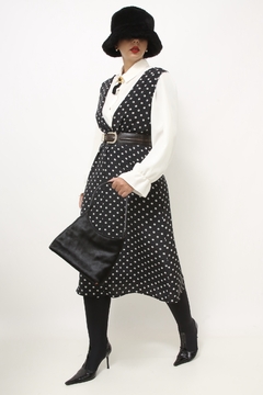 Vestido preto midi flores bca - comprar online