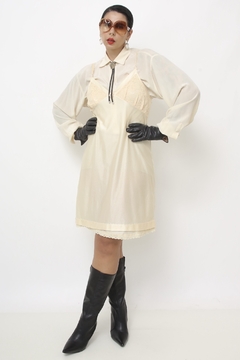 Camisola trasnparencia renda classica creme - comprar online