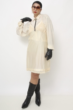 Camisola trasnparencia renda classica creme - loja online
