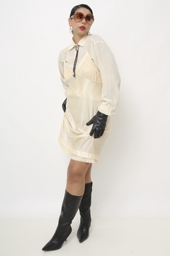 Camisola trasnparencia renda classica creme