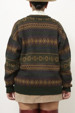 Pulover verde recorte couro - comprar online