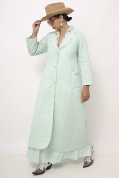 Robe de matelasse verde agua bordado - Capichó Brechó
