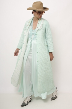 Robe de matelasse verde agua bordado