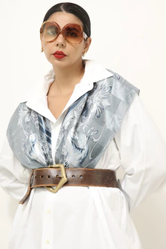 Imagem do Lenço azul cavalo acetinado